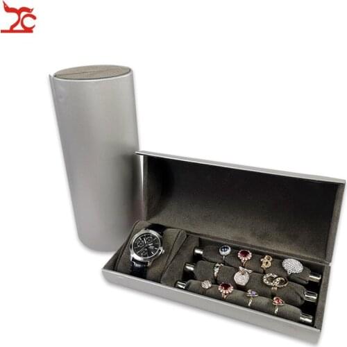 Soft PU Watch Jewelry Display Storage Box Portable Wristwatch Bracelet Chain Ring Jewelry Organizer Travel Pouch Box Ring Case
