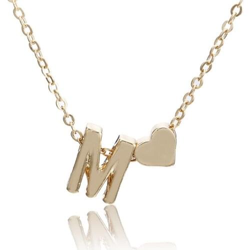 Cute Newest Women Necklace 26 Letters Jewelry Love Heart Pendant Fashion Decoration Gift