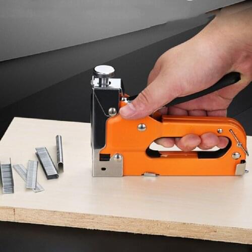 3 In 1 Staple Gun Heavy Duty With 600 Staples 3 Way Tacker Hand Operated Steel Stapler Brad Nail Woodworking Nail Gun