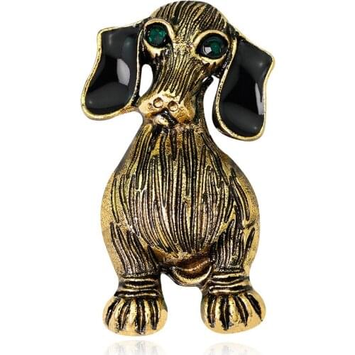 Vintage Retro Green Eye Dog Brooches Pin Aolly Animal Brooch For Women Jewelry Autumn Design Clothing Accessories AL213