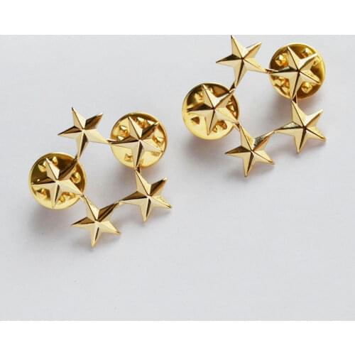 WW2 A PAIR OF US ARMY OFFICER 5 STAR GENERAL RANK BADGES PIN GOLD