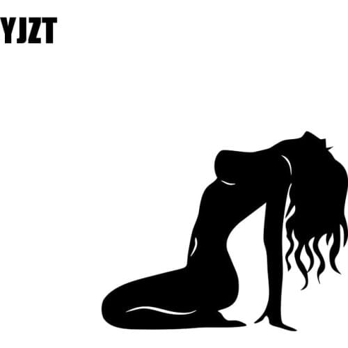 YJZT 15.3*12.4CM Wild Hot Girl Black/Silver Car Sticker Good Design Covering The Body Skillful Manufacture Vinyl Decals C20-0247
