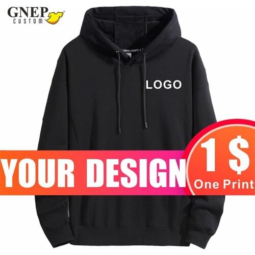 Winter Thickened Cold-Proof Hoodie Custom Plus Velvet Warm Sweatshirt Cheap Printing Logo Fashion Solid Color Couple Shirt