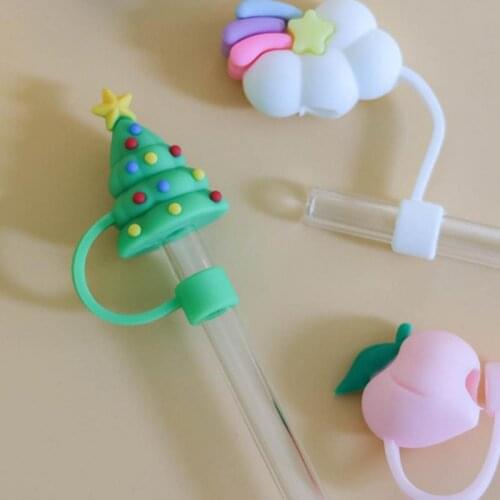 1PCS Silicone Straw Plug Reusable Airtight Drinking Dust Cap Cup Accessories Cartoon Plugs Tips Cover Suit For 6-8mm Straws