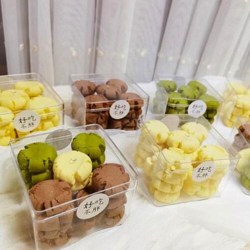 10pcs High quality square clear hard plastic PS biscuits candy cookies snack packaging box party mousse cake pastry cup with lid