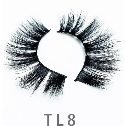 18mm 3D Wholesale Fluffy Real Mink Lashes Set Bulk Eyelashes Thick 5D Natural Long False Wispy Short Mink Bulk Lashes Strips TL8