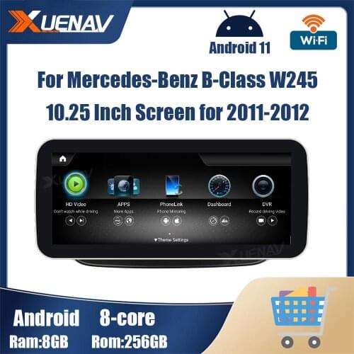 256GB Android 11 Car video players For Mercedes Benz B Class W245 2011 2012 Car dvd radio Vertical Screen Multimedia Player