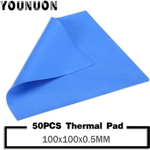 50PCS YOUNUON 100x100x0.5mm Thermal Pad 100x100mm 0.5mm thickness Silicone Thermal Pad Sheet Computer CPU Graphics Chip HeatSink