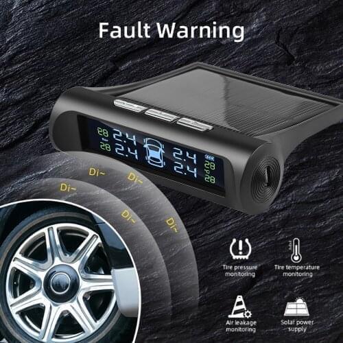 Car TPMS Tire Pressure Monitoring System Solar Power Digital TMPS LCD Display USB Auto Security Alarm Tire Pressure Sensor