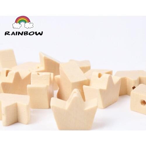 New Natural Crown Pattern Wooden Material Spacer Beads For Kids Jewelry making DIY 13x18mm 20pcs
