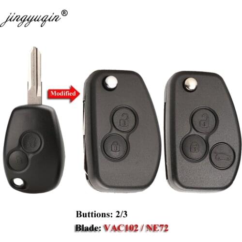 Jingyuqin VAC102 Ne72 Modified Key Shell For Renault Renault Dacia Modus Logan Clio Espace Nissan 2/3BTN Flip Remote Fob Case