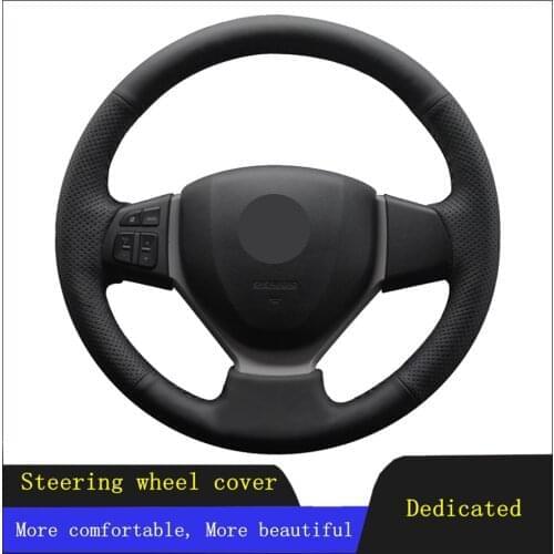 DIY Steering Wheel Cover Black Genuine Leather For Suzuki Vitara 2015-2019 Celerio 2015-2019 SX4 S-CROSS 2013-2019 Swift