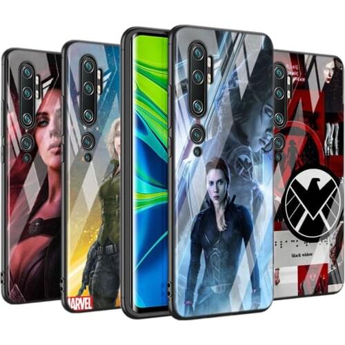 Tempered Glass Cover Marvel Avengers Black Widow For Xiaomi Mi 11 11i 10T CC9E 9T Note 10 Ultra Pro Lite 5G Phone Case