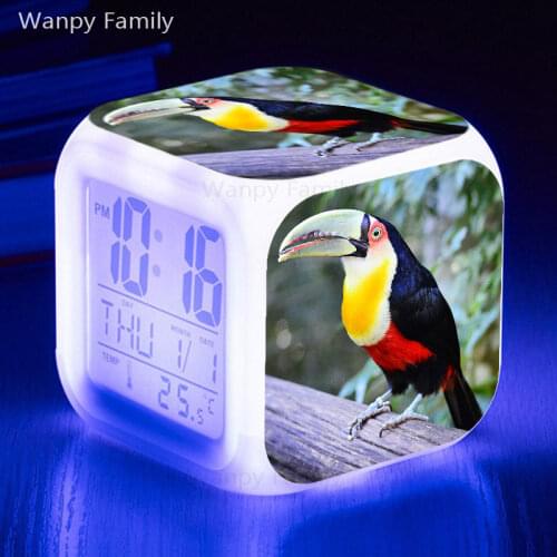 2021 New Toucan Alarm Clock Color Changing Glowing LED Alarm Clocks For Kids Toys Multifunction Digital Alarm Clocks