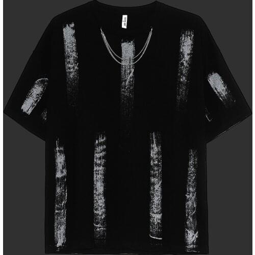 Harajuku T Shirt Men Streetwear Reflective Graffiti Hip Hop Tops Tees 2021 Summer Oversized Tshirt for Men Casual Male T-shirts