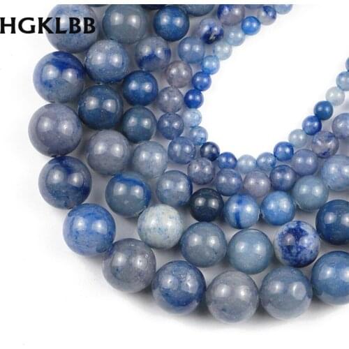 HGKLBB Blue aventurine Natural Stone Round loose beads for Jewelry making bracelets DIY Accessories 4.6.8.10.12MM 15inches