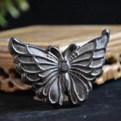 Hongshan culture archaize black iron meteorite sculpture butterfly statue