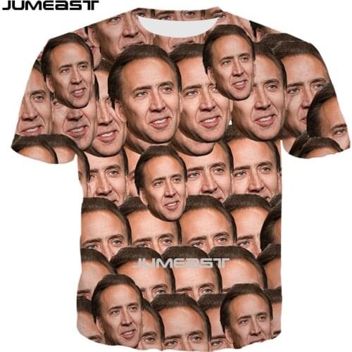 Jumeast Brand Men Women 3D Printed T-Shirt Nicolas Cage Face Short Sleeve T Shirt Sport Pullover Tops Tees