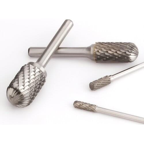 Carbide Tungsten Steel Grinding Head 1pcs C-type Double Slot Cylindrical Ball Head Milling Cutter Woodworking Metal Rotary File