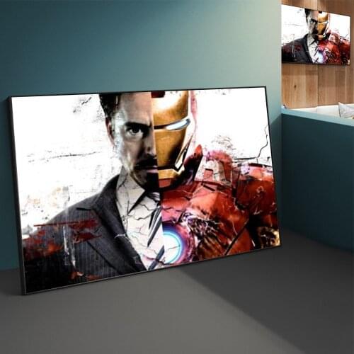 Marvel Movie Superhero Canvas Painting Iron Man Captain America Color Ink Posters And Prints ChildrenS Room Wall Decoration