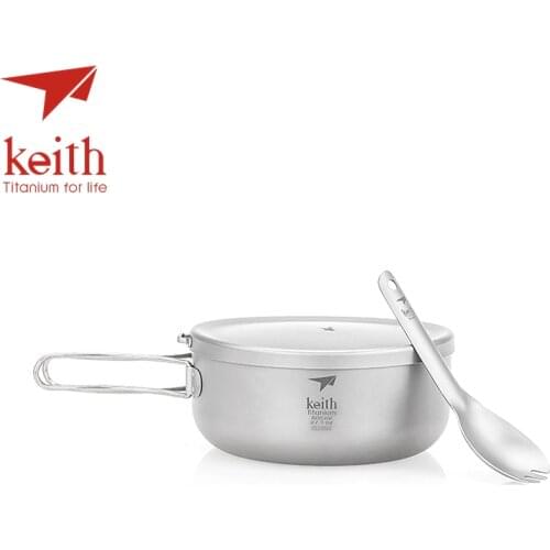 Keith Titanium Folding Bowls Lunch Box With Cover Outdoor Camping Cooking Bowl Cookware Travel Hiking Dinner Boxes 800ml 1L 1.2L