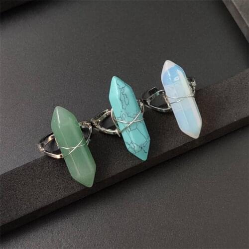 Wholesale natural crystal rings, a variety of hexagonal crystal rings， fashion men and women kind