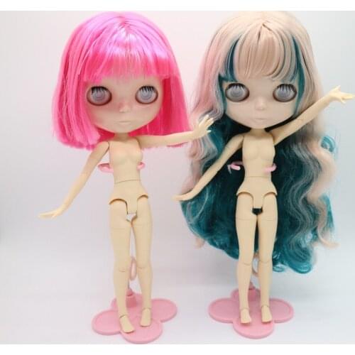 Without eyes chips joint body Nude blyth doll pink hair for DIY 20180122