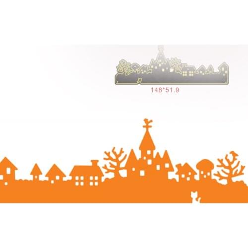 Halloween Town House Cat Metal Cutting Dies Stencils For DIY Decorative Embossing Handcraft Die Template 2021 New