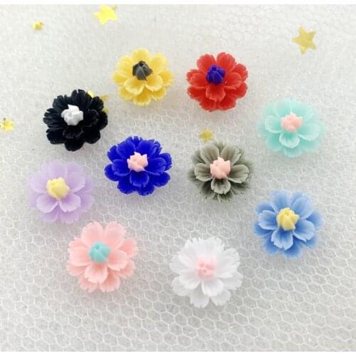 Wholesale 400pcs 12*13mm Resin Lovely Flower Flat Back Cameo Cabochon For Jewelry Findings Accessories &wedding decoration -B52