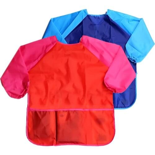 Fashion 53CM Children Babies Kids Long Sleeve Waterproof Eating Apron Art Craft Painting Drawing Baking Play Apron Smock Toddler