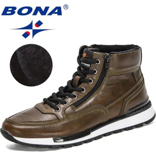 BONA 2021 New Designers Winter Shoes Men Casual Shoes High Top Male Boots Warm Ankle Boots Mansculino Footwear Chaussure Homme