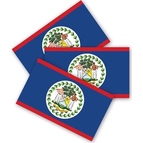 Belize Flag Bumper Stickers 3 Packs Made of Durable Watickers, Motorcycle Helmet Trunk Vinyl Stickers, Auto Parts Decoration