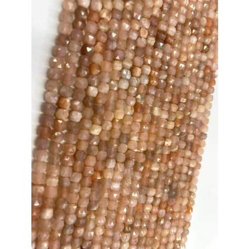 Natural solar stone 4.5x4.5 square cut corner gem jewelry semi-finished beads DIY boutique 38 cm long
