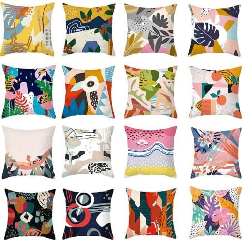 Pillowcases Abstract Pattern Printed White Decorative Cushion Cover For Throw Pillow Cover Living Room Modern Home Decor 45*45cm