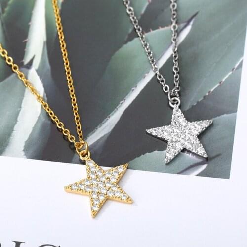 Charm Five-pointed Star Necklace For Women Choker Zircon Pendant Metal Chain Star Short Necklaces Charming Necklace Jewelry Gift