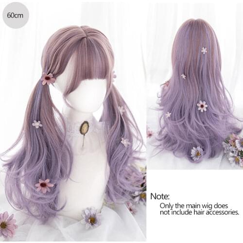 DIANQI Natural Long Wavy Half Green Half Gray Wig With Bangs Synthetic Cosplay Wig Heat Resistant Women Lolita Hair Daily Party