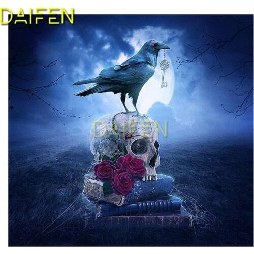 Full Square Diamond mosaic crow skull rose book moon bird Full Round Diamond embroidery Cross stitch 5D DIY Diamond painting