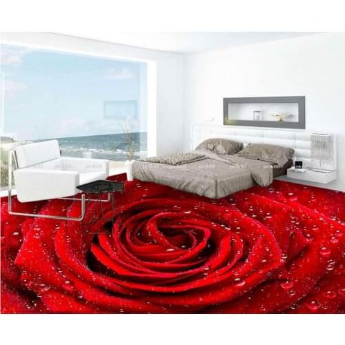 PVC waterproof floor 3D wallpaper floor for living room Saffron rose fashion self-adhesive 3D floor Home Decoration