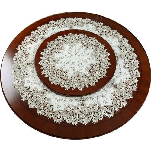 Luxurious champagne lace embroidery cloth art circular tablecloth table runner Table flag dust covers Placemat XYFH