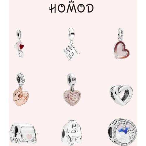 Homod Hot Air Balloon Headphones Plane Camping Car Trip Charms fit Original Pandora Bracelets Necklace Women DIY Tourism Jewelry