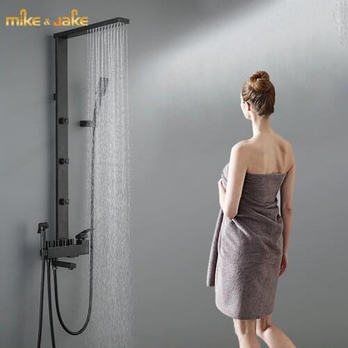 Bathroom Luxury black shower set with bidet bathtub 4 functions showerset bathroom Shower faucet Bathtub Faucet message shower