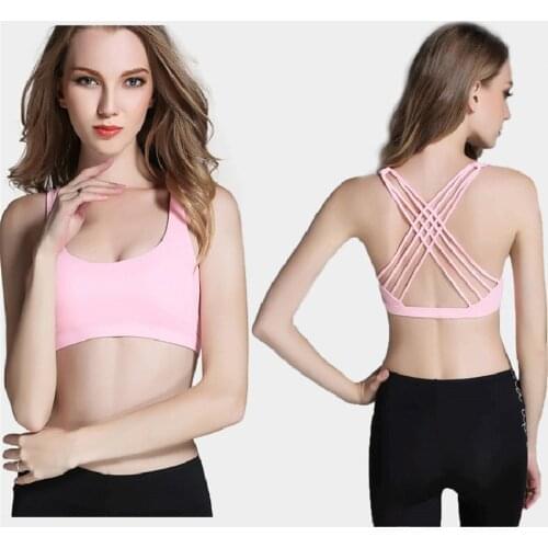 Sports Bra for Women Gym Crop Top Stanik Sportowy Push Up Padded Yoga Bra Plus Size XL Tube Top Cross Back reggiseno sportivo