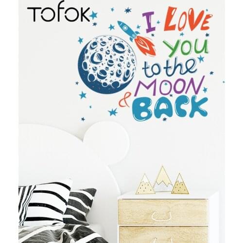 Tofok Moon Back Rocket DIY Wall Sticker Baby Kids Eco-friendly Bedroom Home Decals Nursery Office Store Decoration