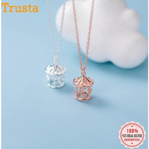 Trustdavis Real 925 Sterling Silver Fashion Sweet Merry-go-round Choker Necklace For Women Wedding Party Fine S925 Jewelry DB982
