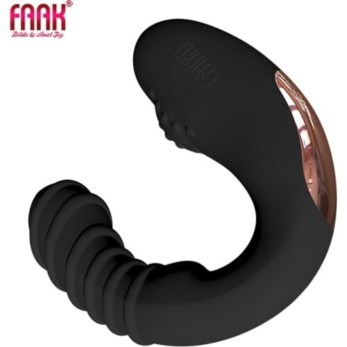 FAAK U Shape Vibrator Couple Sex Toys USB Rechargeable G Spot Clitoral Vibrators prostate masturbate silicone ribbed anal plug