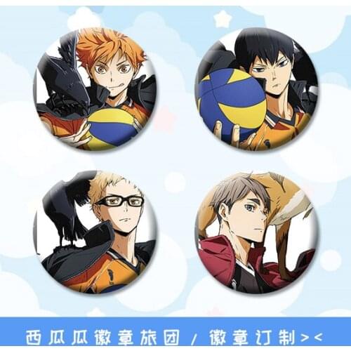 1pc 58mm Volleyball Anime Haikyuu!! Iron Metal Badges Cool Brooch