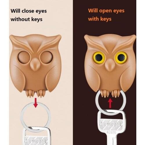 1PCS Cute Owl Shape Wall Hook Key Holder Wall Sticker Keep Keychains Key Hanger Hooks for Wall Hanging Hook Kitchen Home