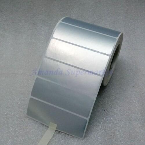 Label Sticker 80 x 25 mm 1500 Pieces/Roll Silver Sticker Self Adhesive Label Waterproof Tearproof Oilproof Barcode Label