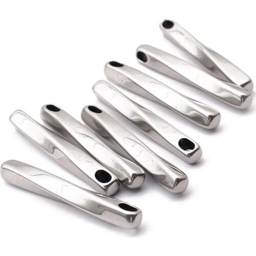 3pcs Stainless Steel Spiral Bar Charms Pendant For Man DIY Necklace Jewelry Findings Making Crafts 41x6mm