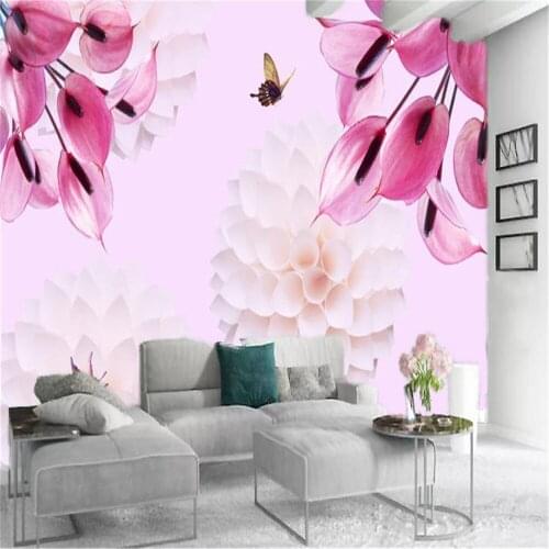 Custom 3d Flower Wallpaper Teaching and Researching Calla Lily Butterfly Beautiful and Romantic Decoration Mural Wallpaper